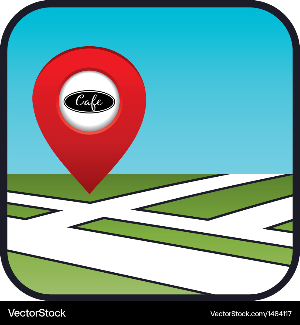 Street map icon with the pointer cafe Vector Image