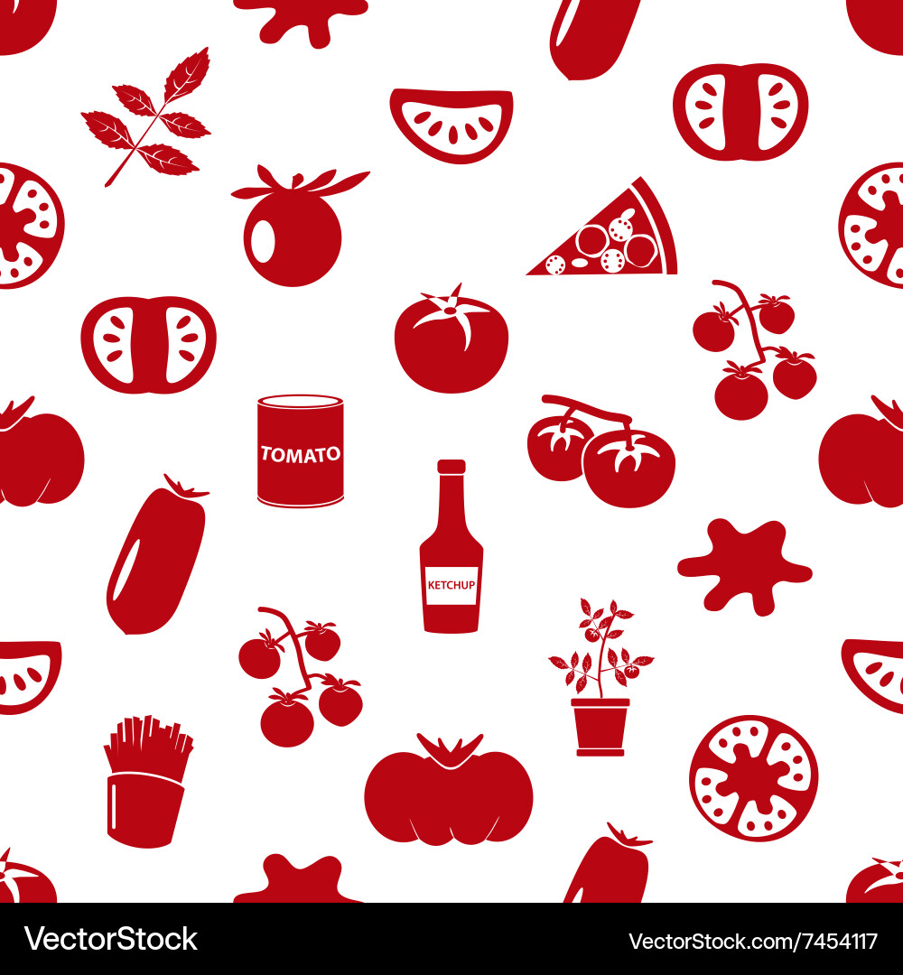 Tomatoes theme simple icons red seamless pattern Vector Image
