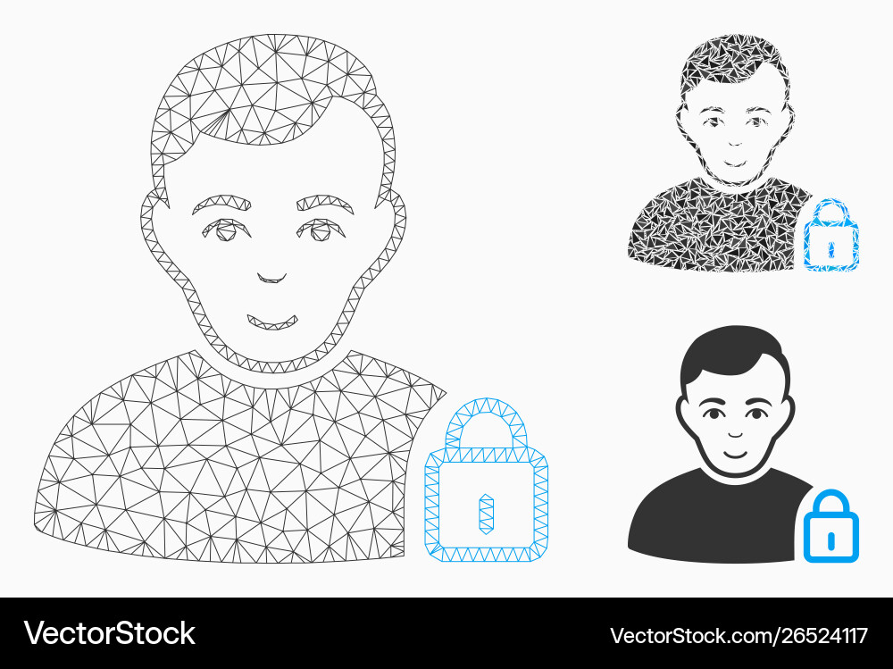 User lock mesh network model and triangle Vector Image