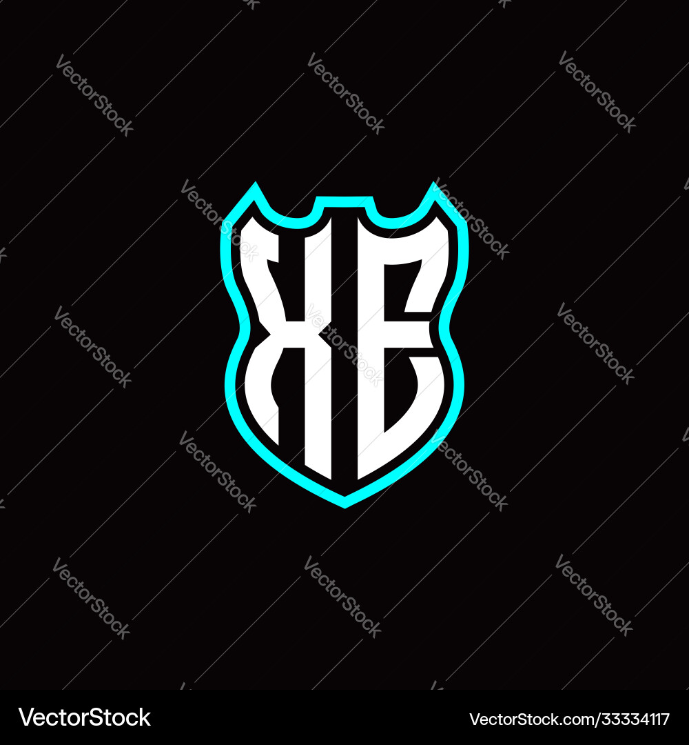X e initial logo design with shield shape X e initial logo design with shield shape vector image