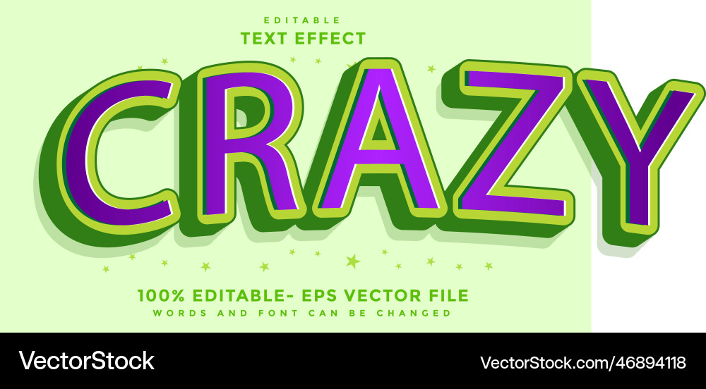 3d minimal gradient word crazy editable text 3d minimal gradient word crazy editable text Vector Image
