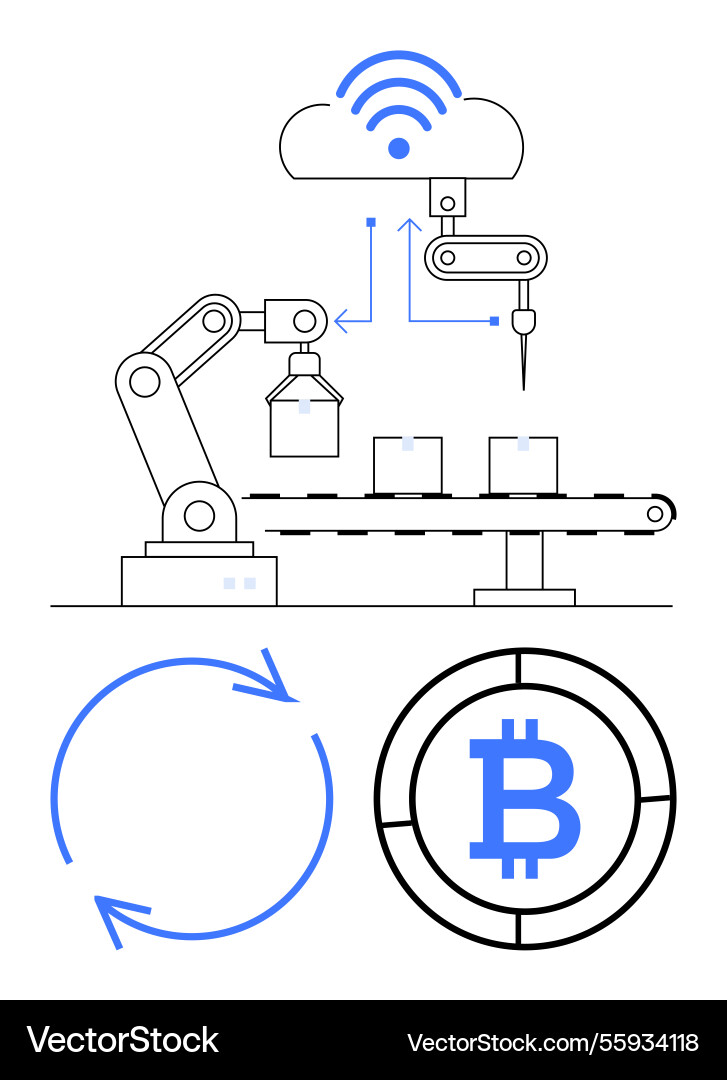 Automated manufacturing process integration vector image