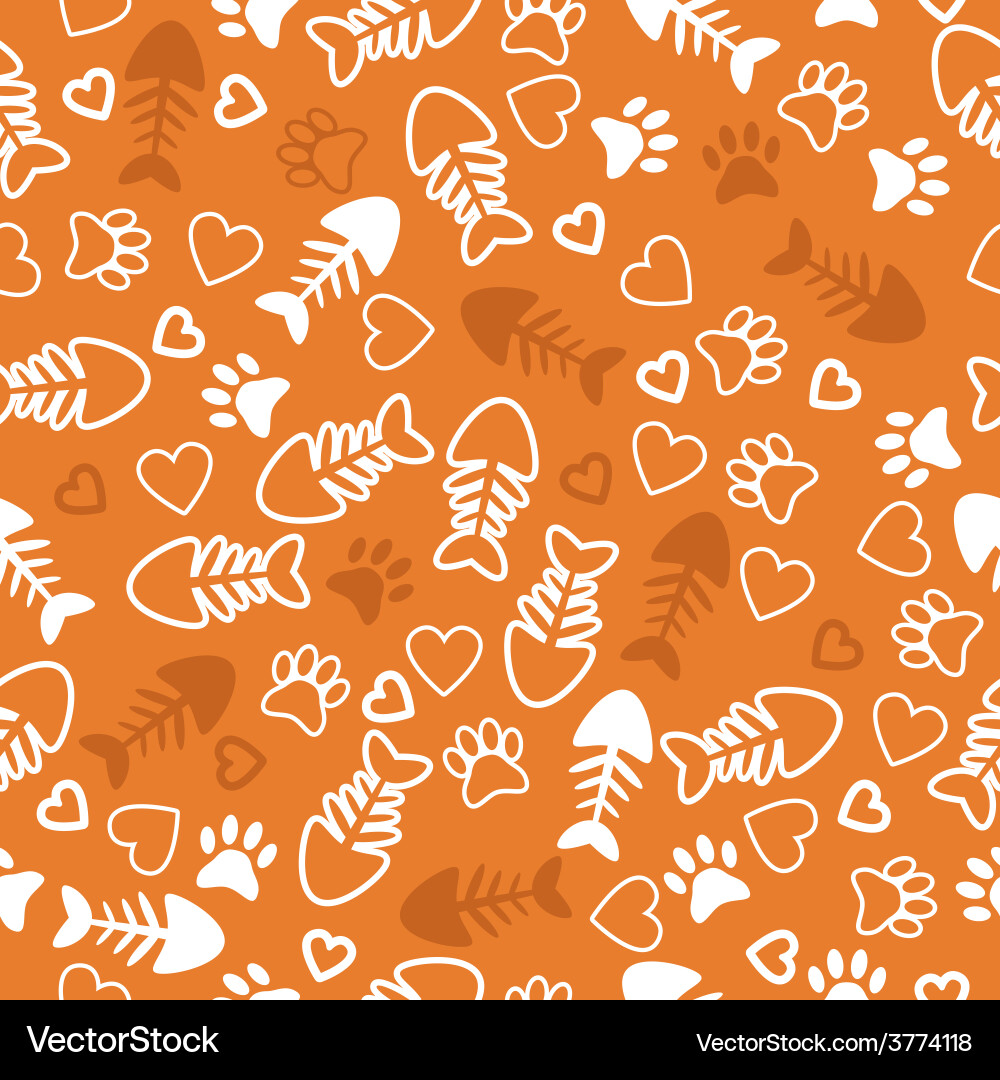 Cat Paw Print Seamless Pattern vector image