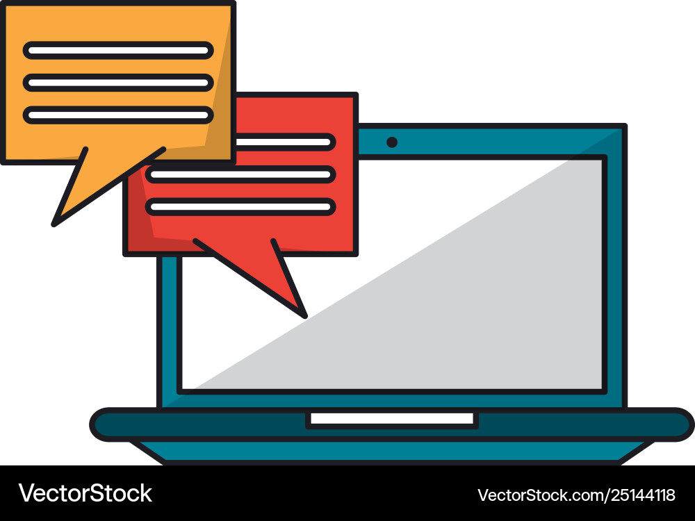 Computer and speech bubble Computer and speech bubble vector image