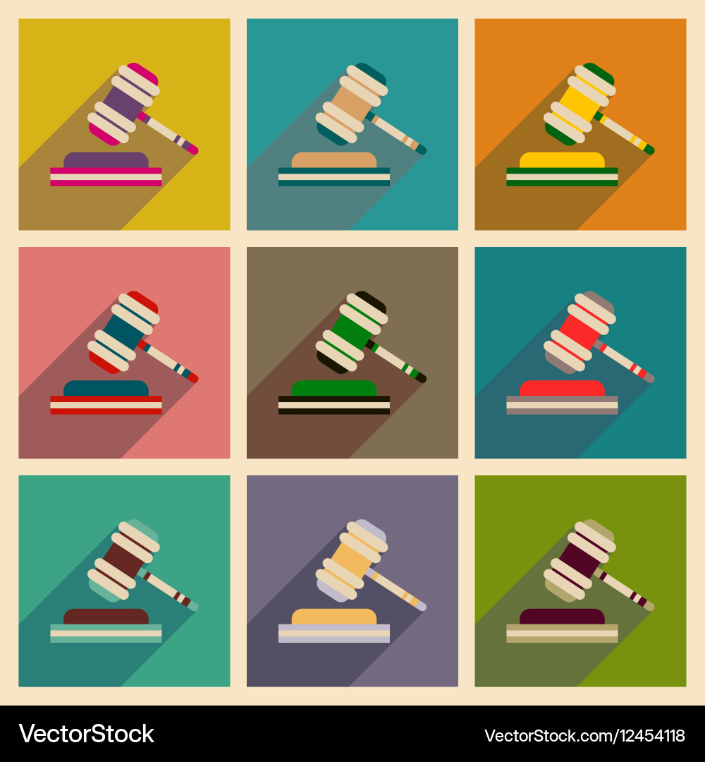 Concept of flat icons with long shadow judge Vector Image