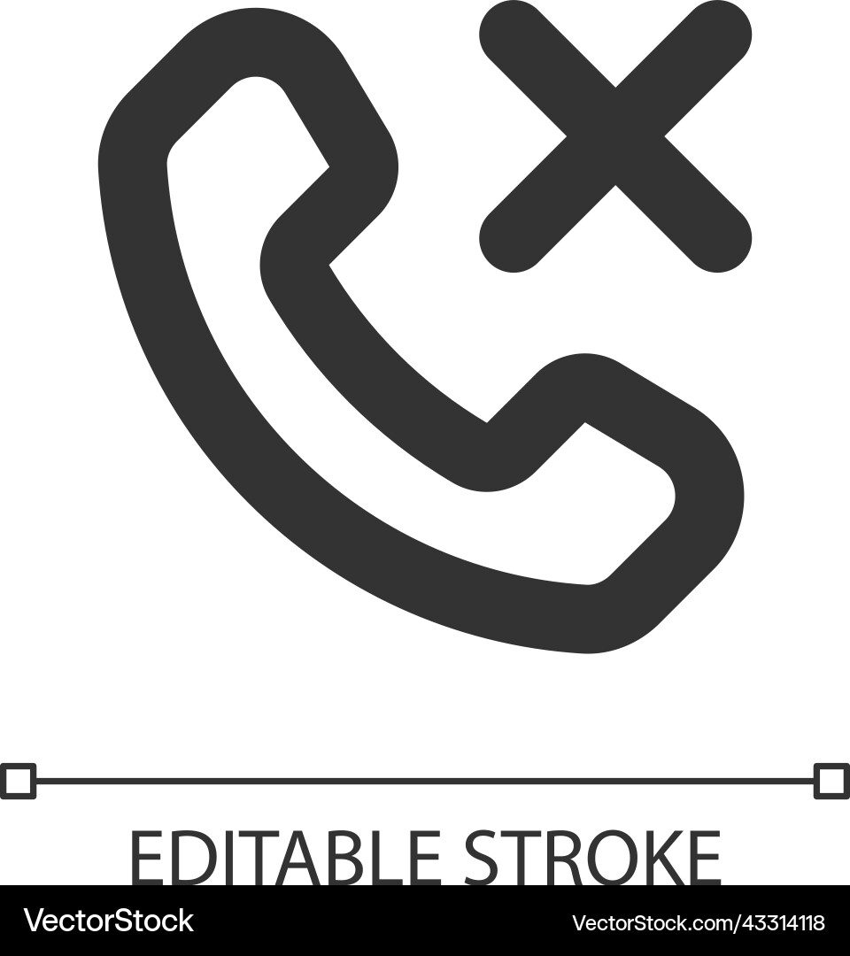 Decline phone call pixel perfect linear ui icon Decline phone call pixel perfect linear ui icon vector image