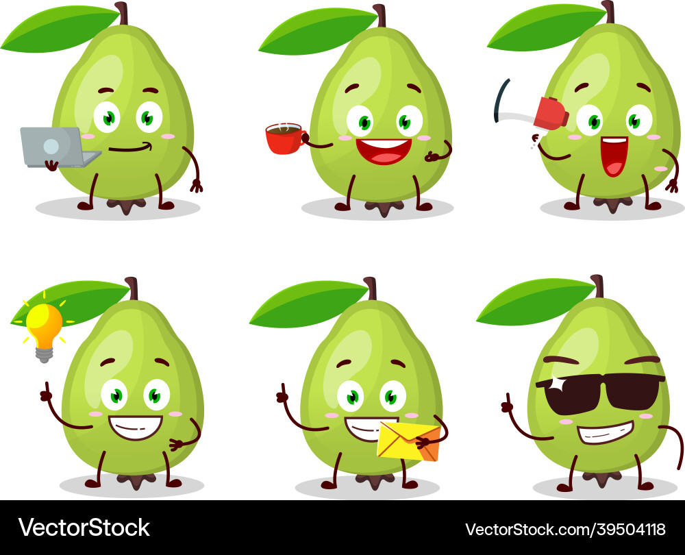 Guava cartoon character with various types Guava cartoon character with various types Vector Image