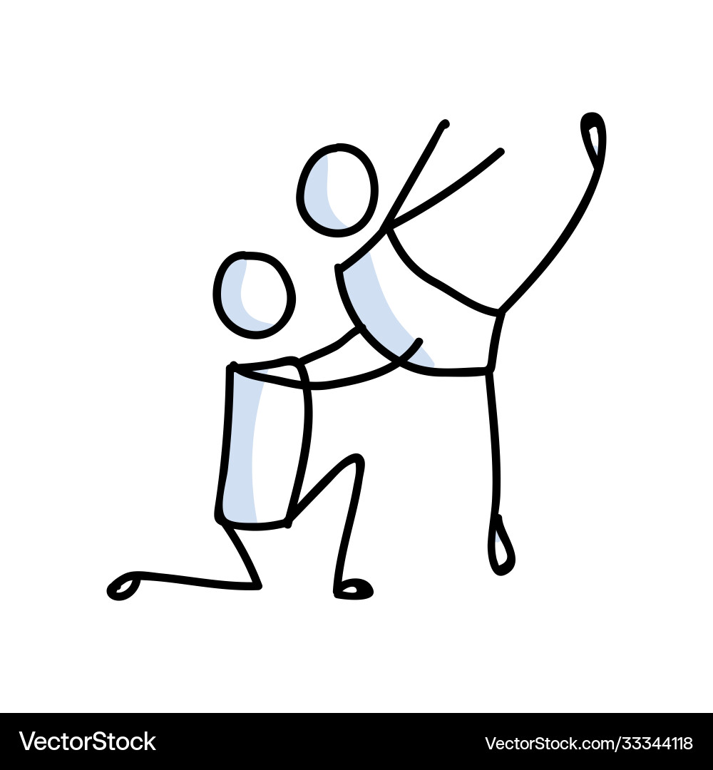 Hand drawn gay men stickman ballet dancer concept vector image