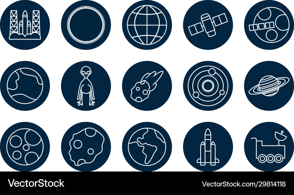 Isolated space line block style icon set Isolated space line block style icon set vector image