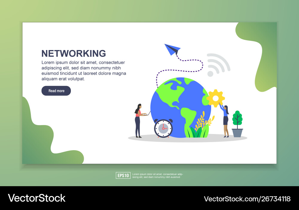 Landing page template networking modern flat Vector Image