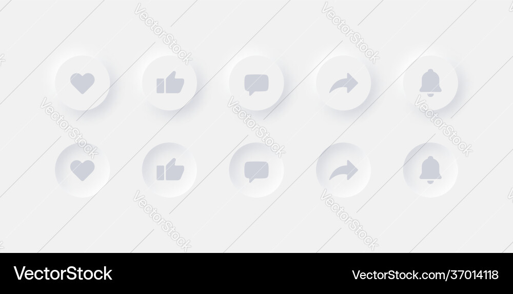 Neumorphic ui ux design elements youtube buttons Neumorphic ui ux design elements youtube buttons vector image