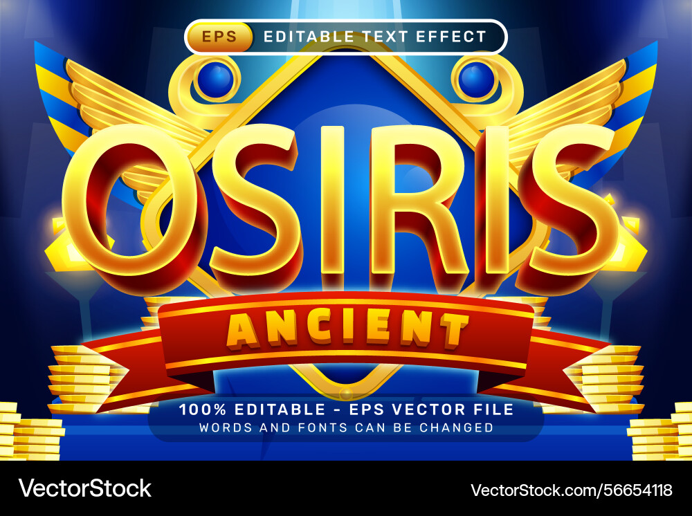 Osiris ancient 3d text effect and editable vector image