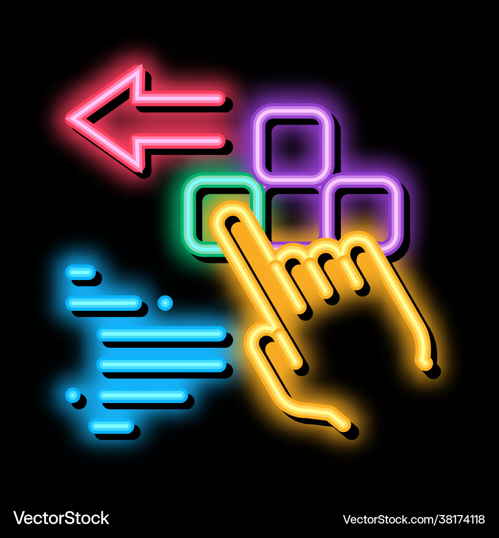Push game controller button neon glow icon Push game controller button neon glow icon vector image