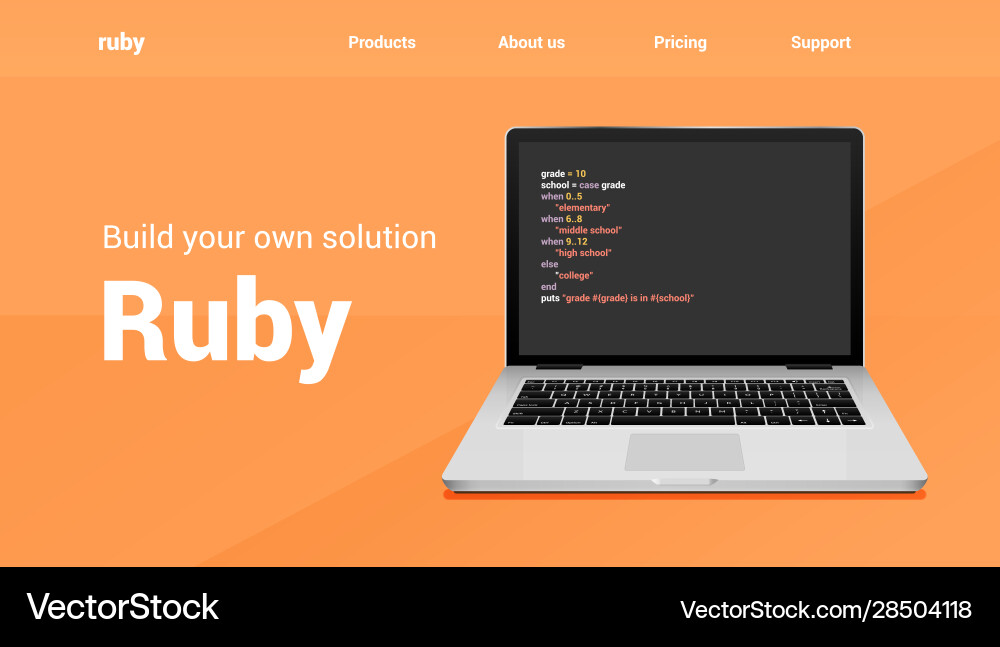 Ruby Code Technology Banner vector image
