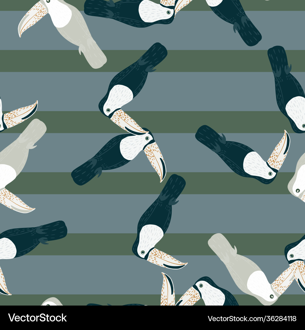 Seamless pattern with random doodle toucan bird Seamless pattern with random doodle toucan bird Vector Image