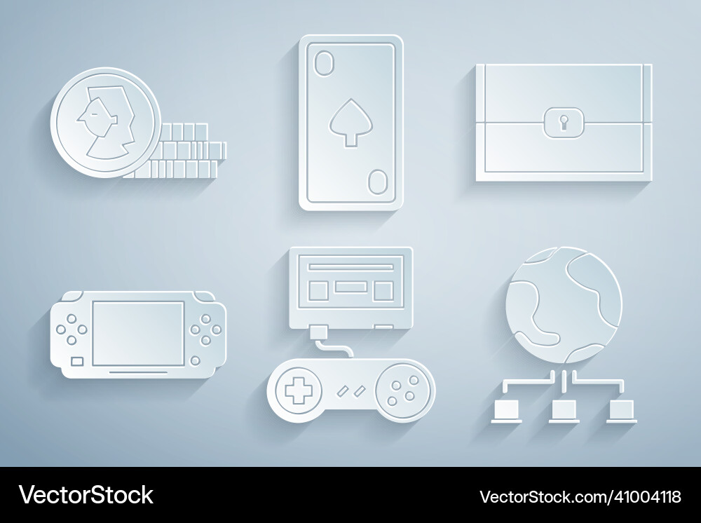 Set game console with joystick chest Set game console with joystick chest vector image