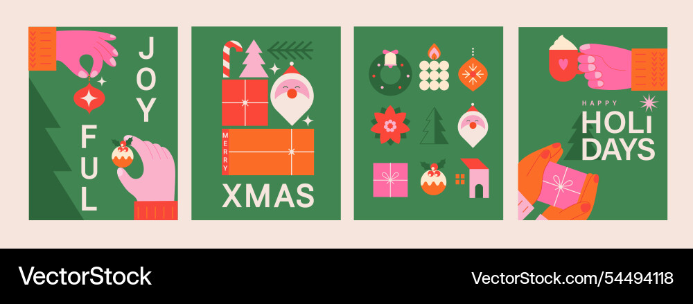 Set merry christmas and new year flyers cards Set merry christmas and new year flyers cards vector image