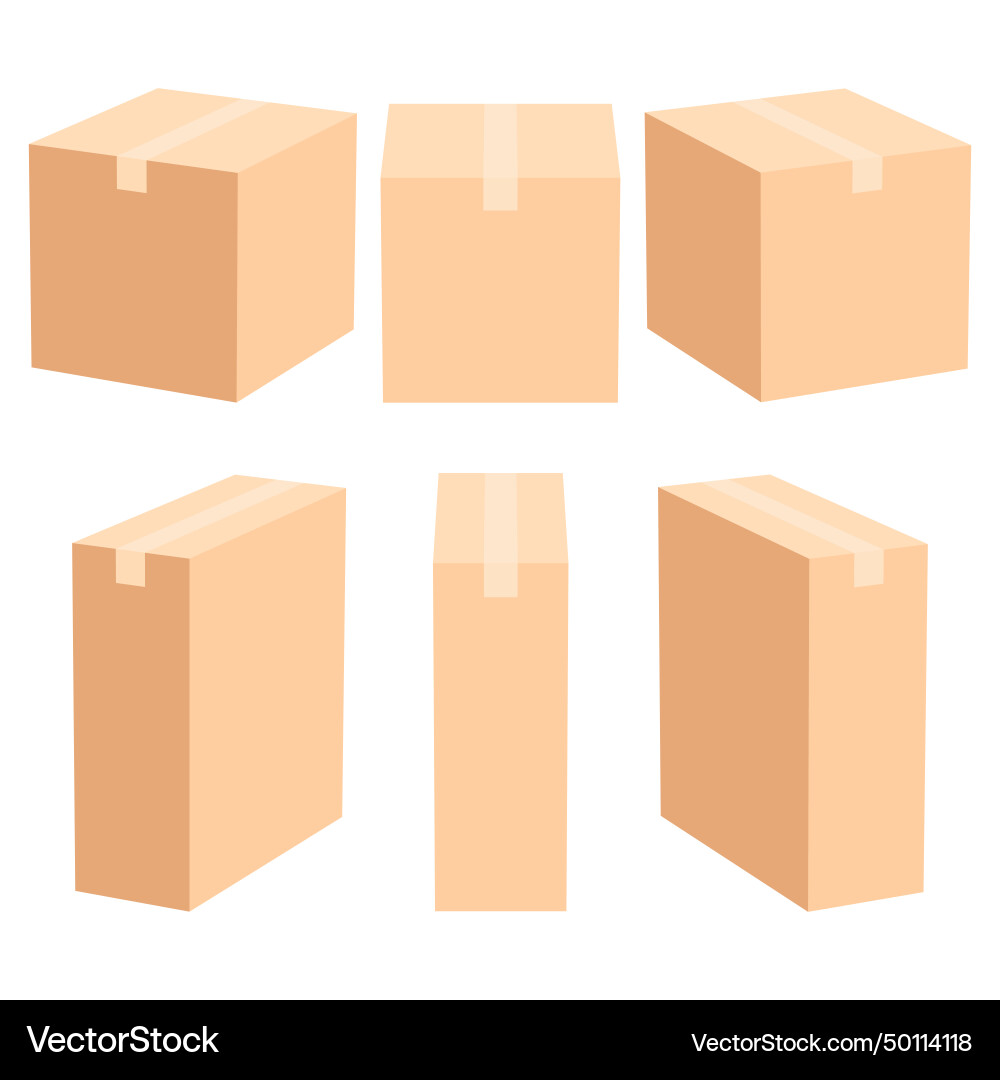 Set of cardboard box mockups different size Set of cardboard box mockups different size vector image