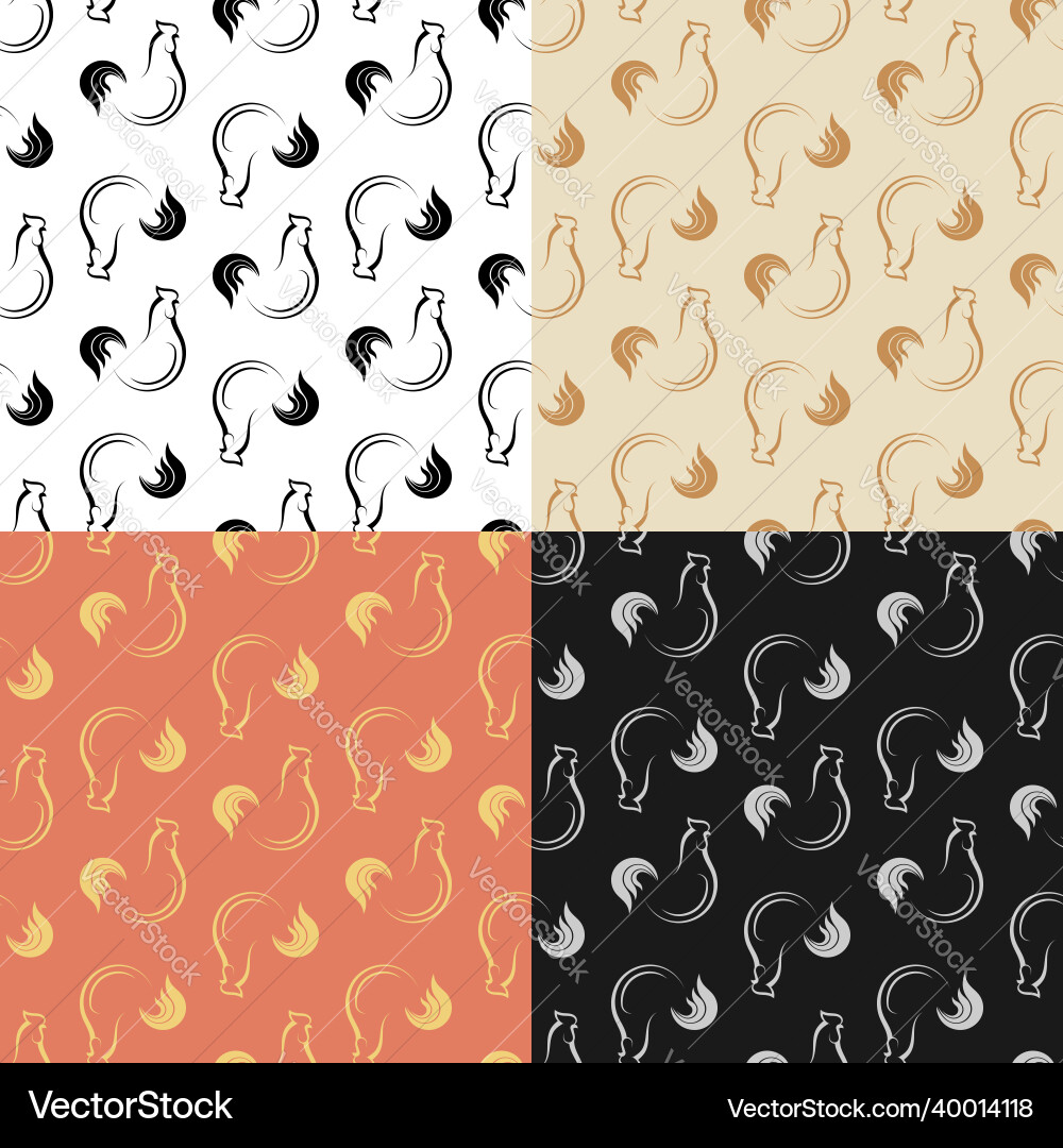 Set of seamless patterns with abstract rooster Set of seamless patterns with abstract rooster vector image
