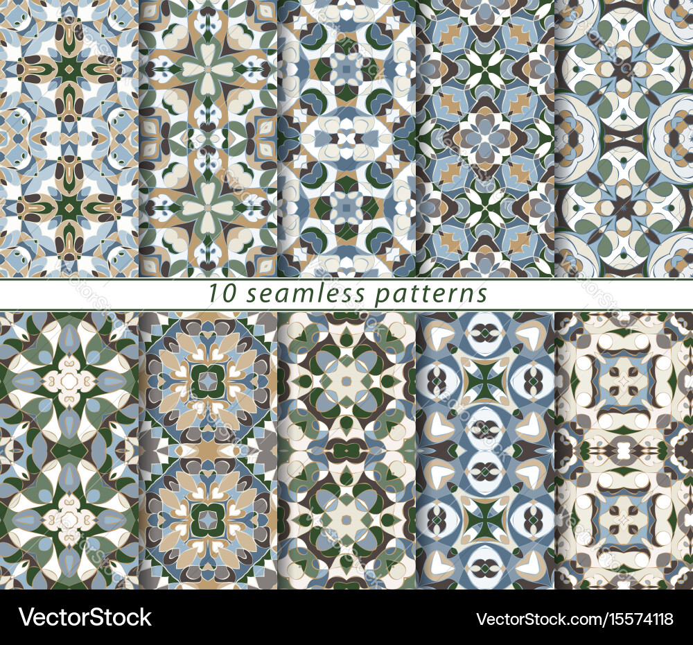 Set of ten seamless abstract patterns vector image