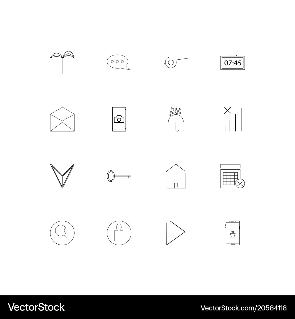 Signs and symbols simple linear icons set vector image