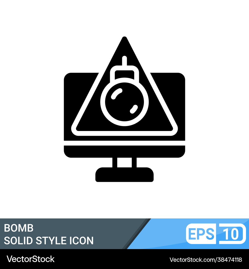 Solid style boom icon with computer Solid style boom icon with computer vector image