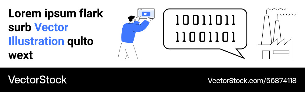 Technologist presenting digital binary data Technologist presenting digital binary data vector image