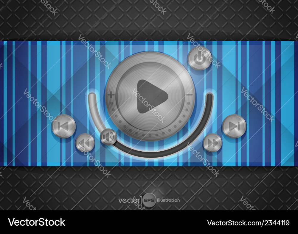 Abstract technology app icon with music button Vector Image