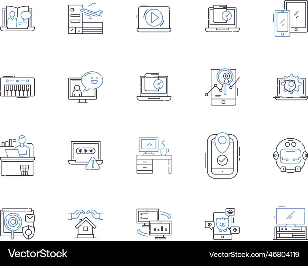 Automation line icons collection robotics Automation line icons collection robotics vector image