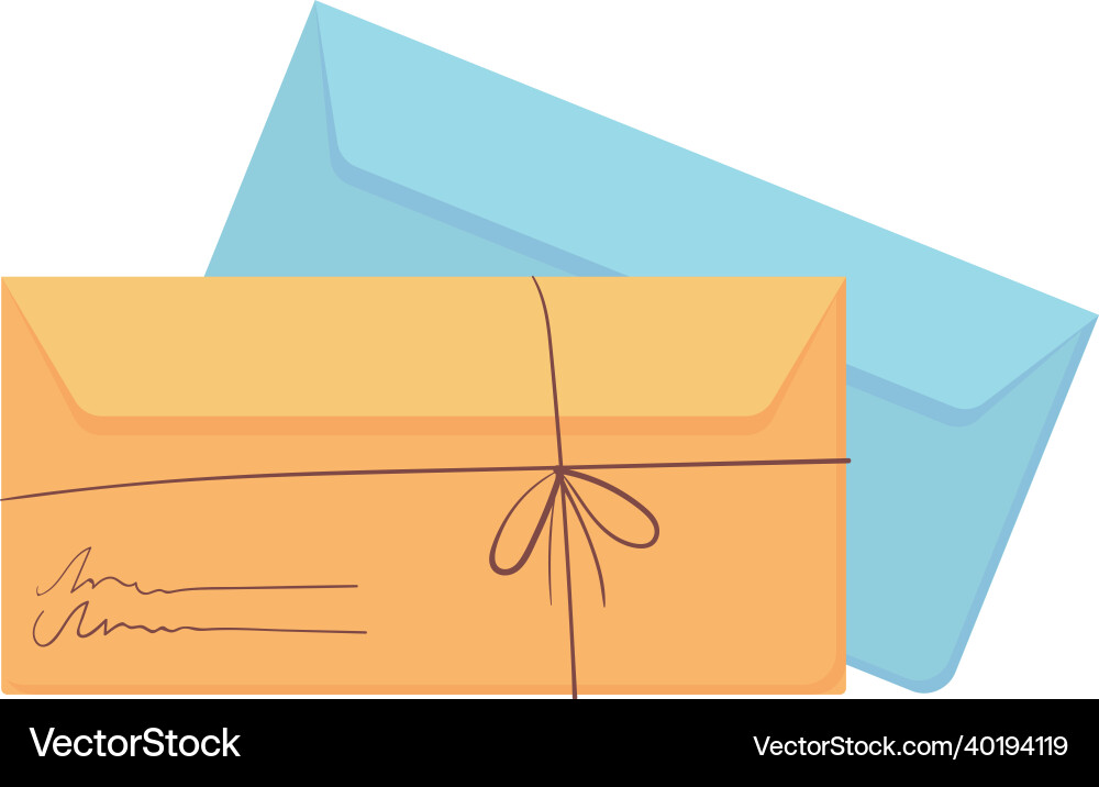 Blue and yellow envelopes cartoon envelope Blue and yellow envelopes cartoon envelope vector image