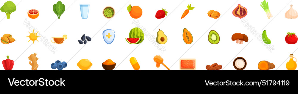 Boost immune icons set system boosting Vector Image