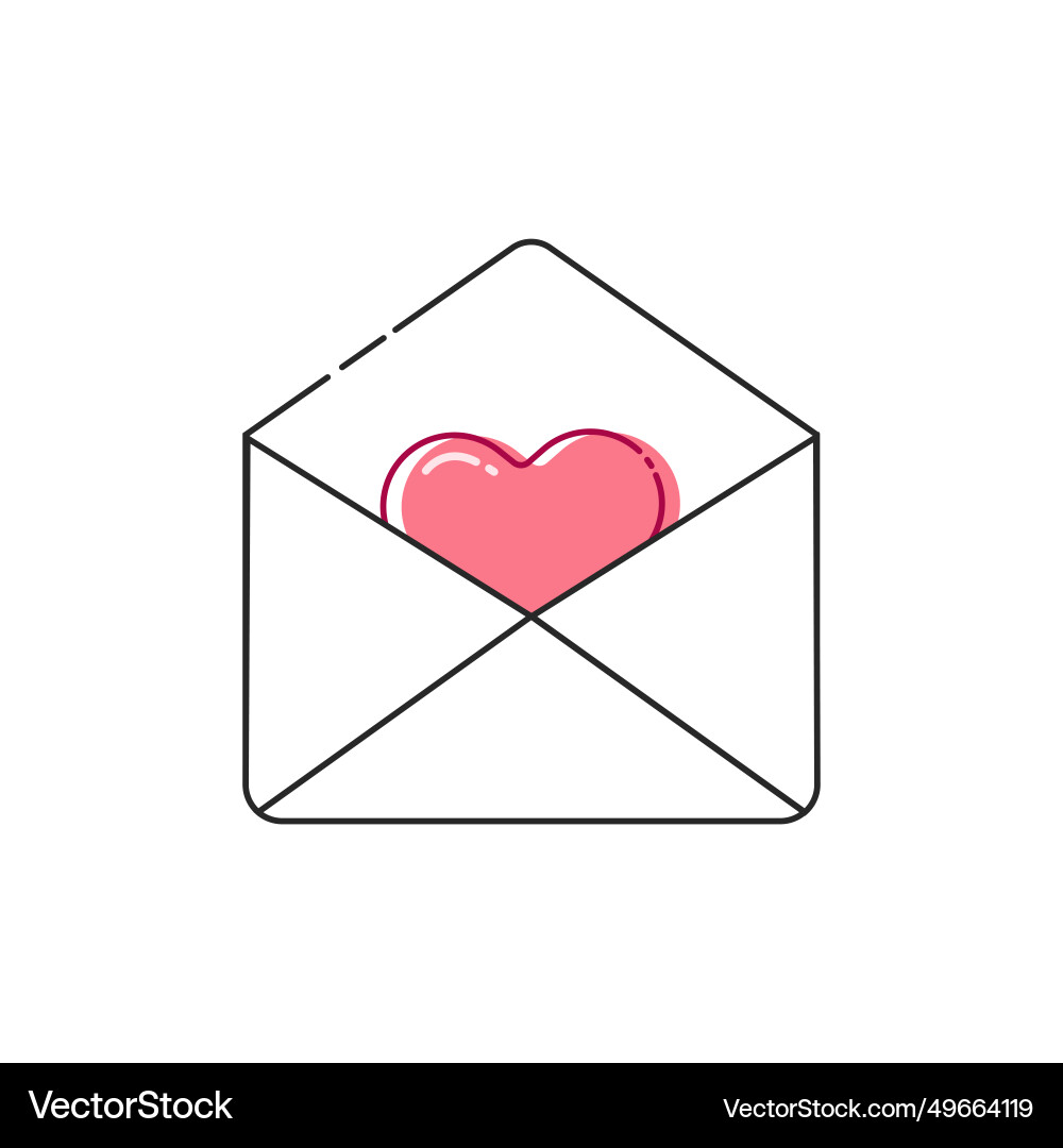 Closed opened envelope with heart icon set Vector Image