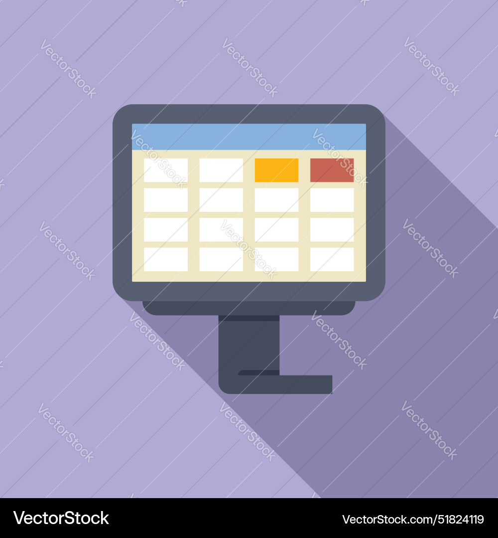 Computer showing spreadsheet with cells containing Computer showing spreadsheet with cells containing vector image