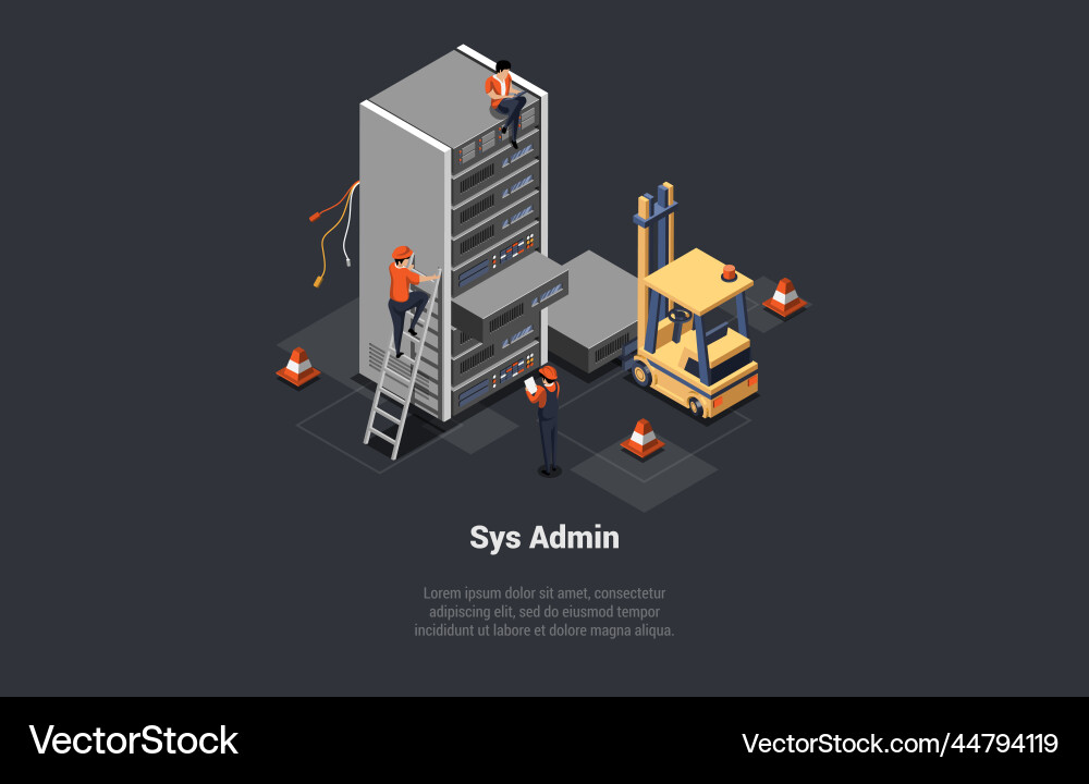 Concept of big data sys admin server room Concept of big data sys admin server room vector image