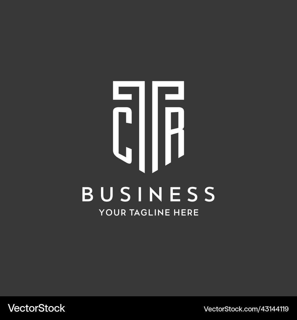 Cr monogram initial name with shield shape icon Cr monogram initial name with shield shape icon Vector Image