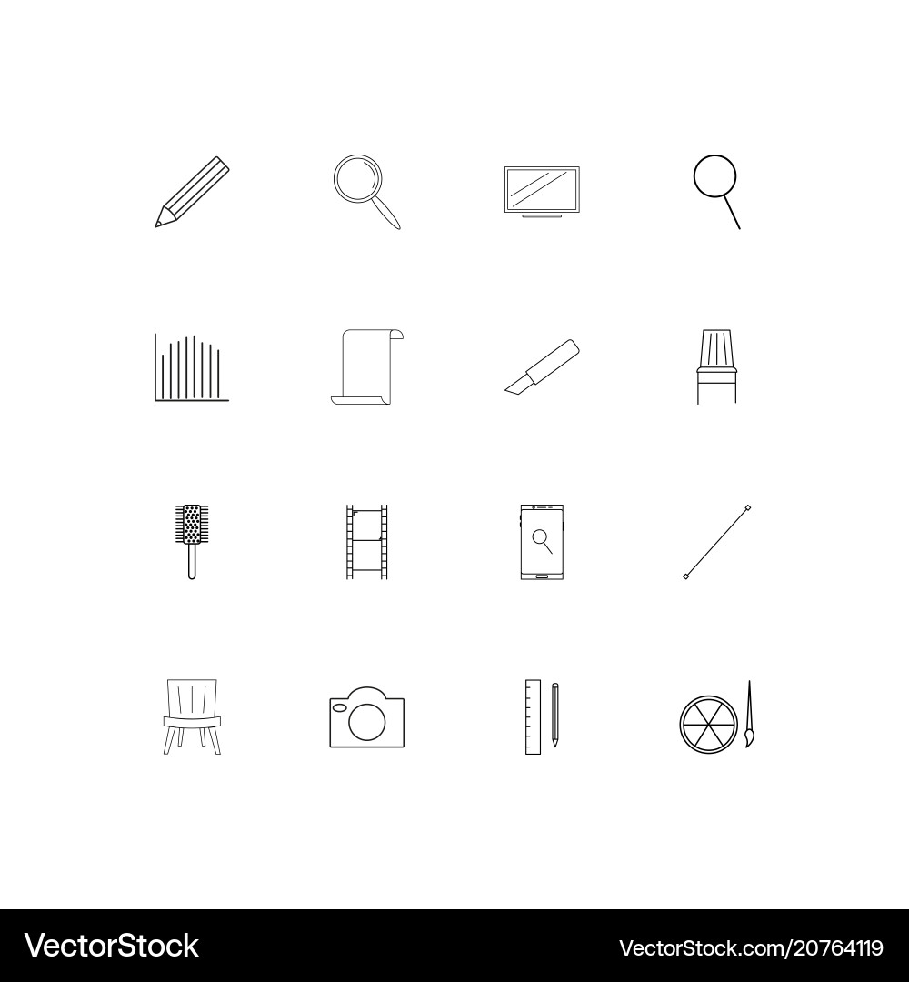 Creative process and design linear thin icons set Vector Image