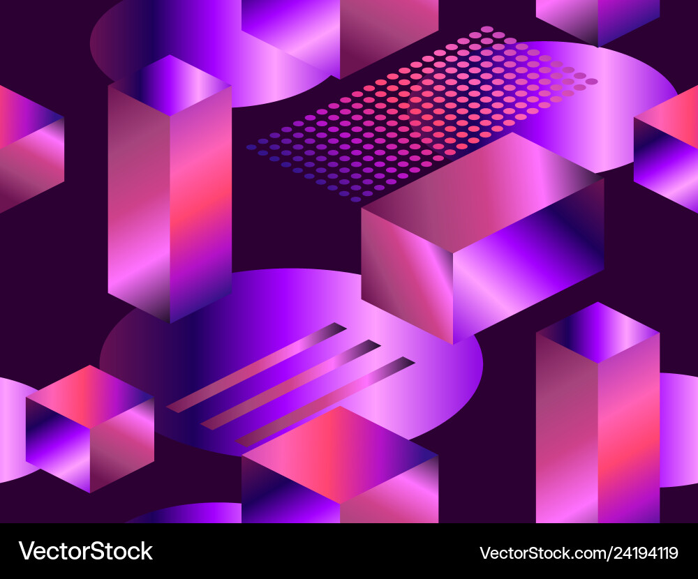 Geometric shapes in isometric style with gradient Geometric shapes in isometric style with gradient vector image