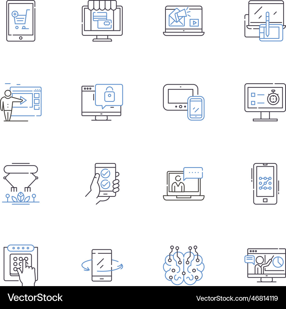 Interweb line icons collection internet world Interweb line icons collection internet world vector image