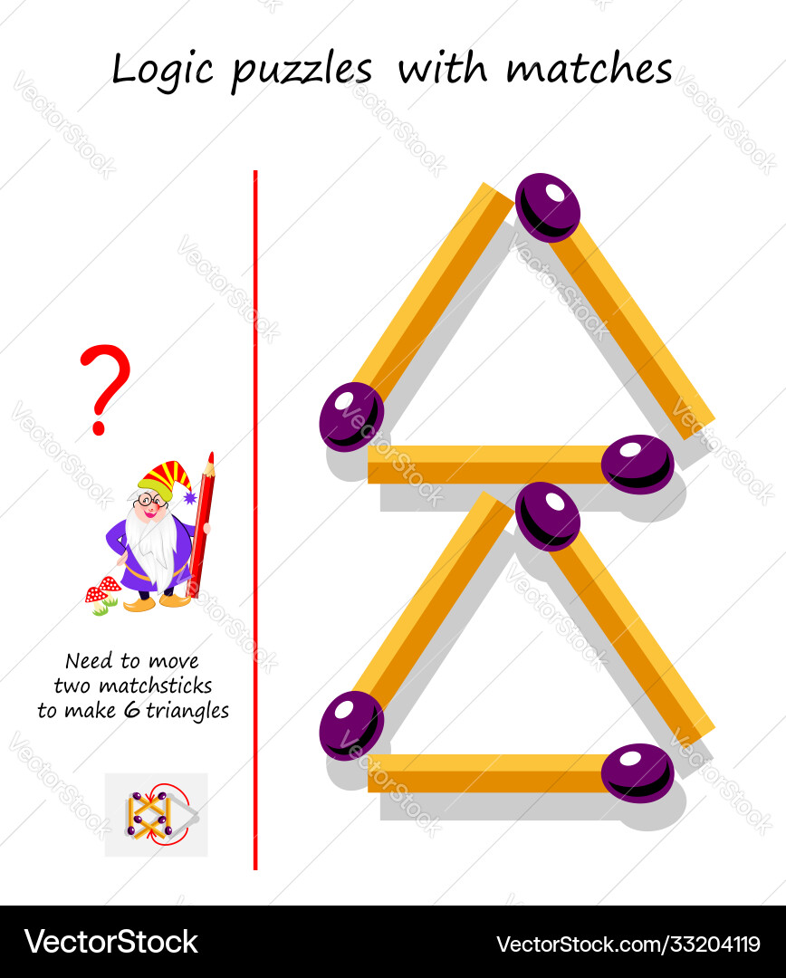 Logical puzzle game with matches need to move 2 Logical puzzle game with matches need to move 2 vector image