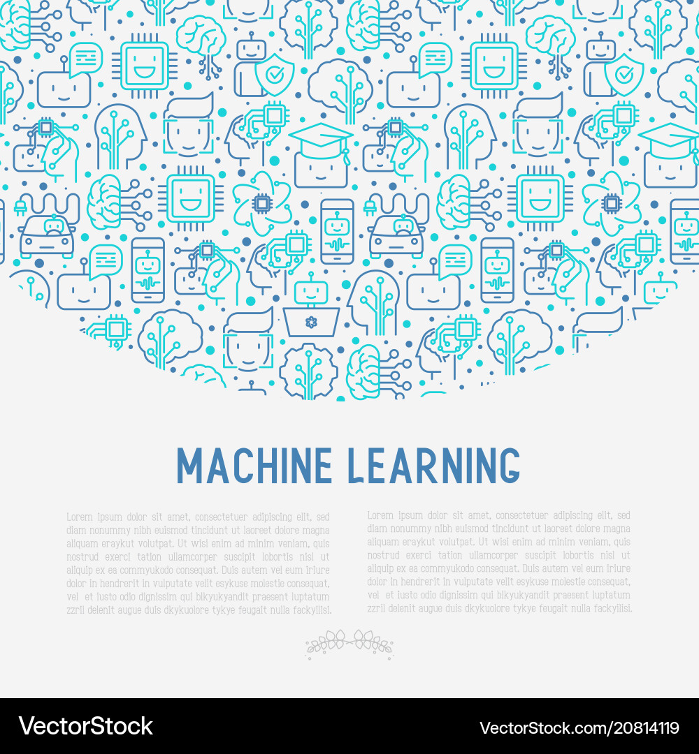 Machine learning artificial intelligence concept Machine learning artificial intelligence concept vector image