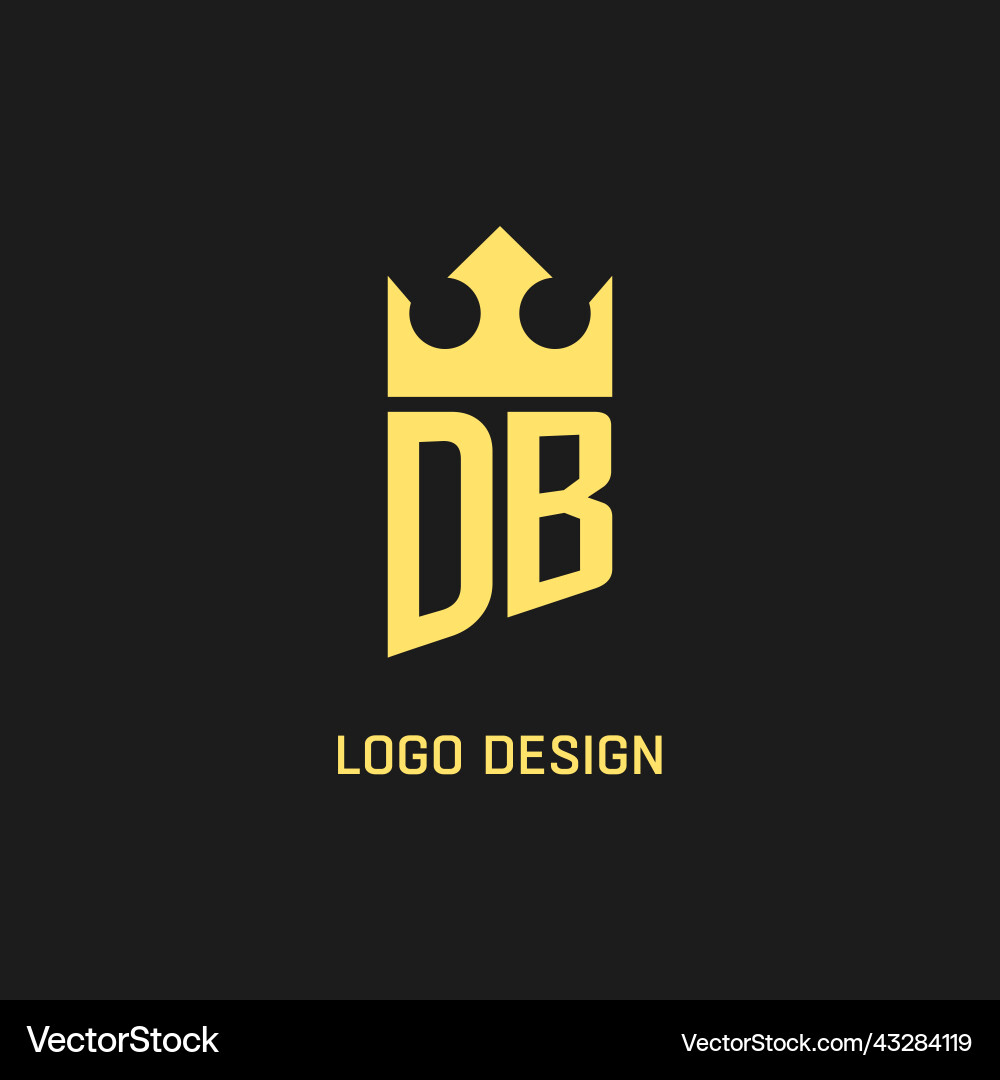 Monogram db logo shield crown shape elegant vector image