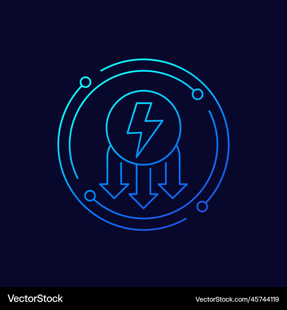 Power consumption reduction icon linear design vector image