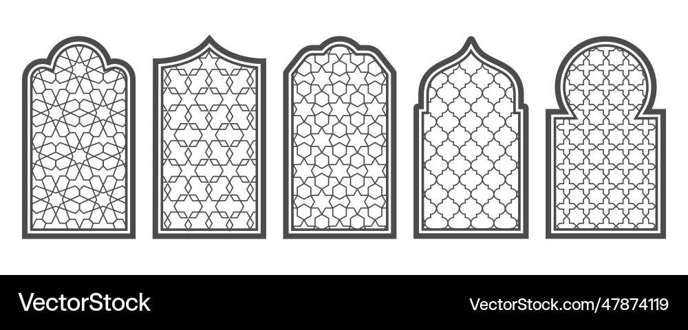 Ramadan window with pattern arabic frame vector image