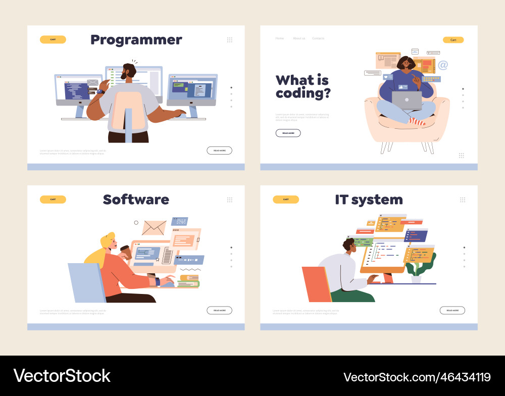 Set der Landing-Seite für die Erstellung von Programmiercodes Set der Landing-Seite für die Erstellung von Programmiercodes vektorbild