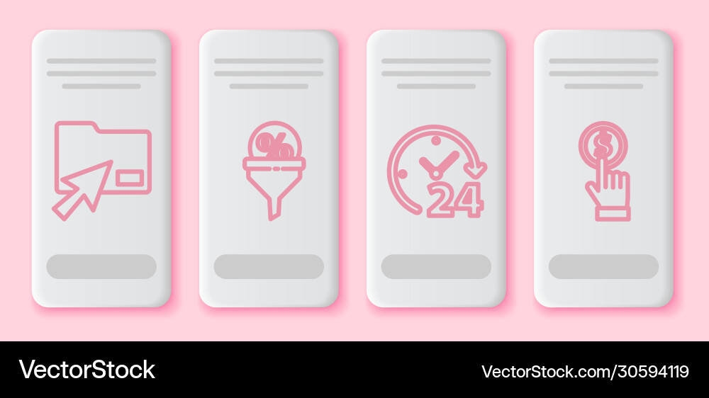 Set line cursor click document folder lead Set line cursor click document folder lead vector image