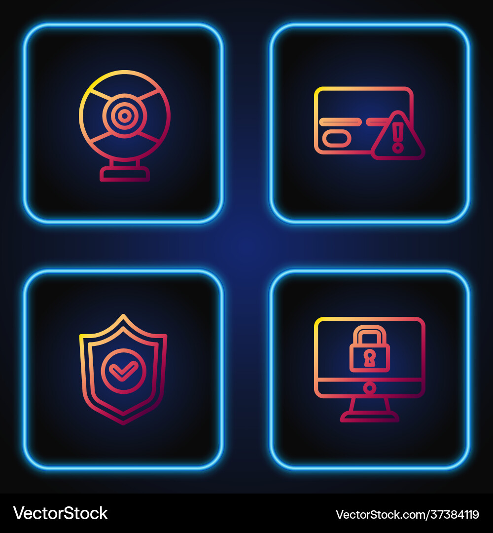 Set line lock on monitor shield with check mark Vector Image