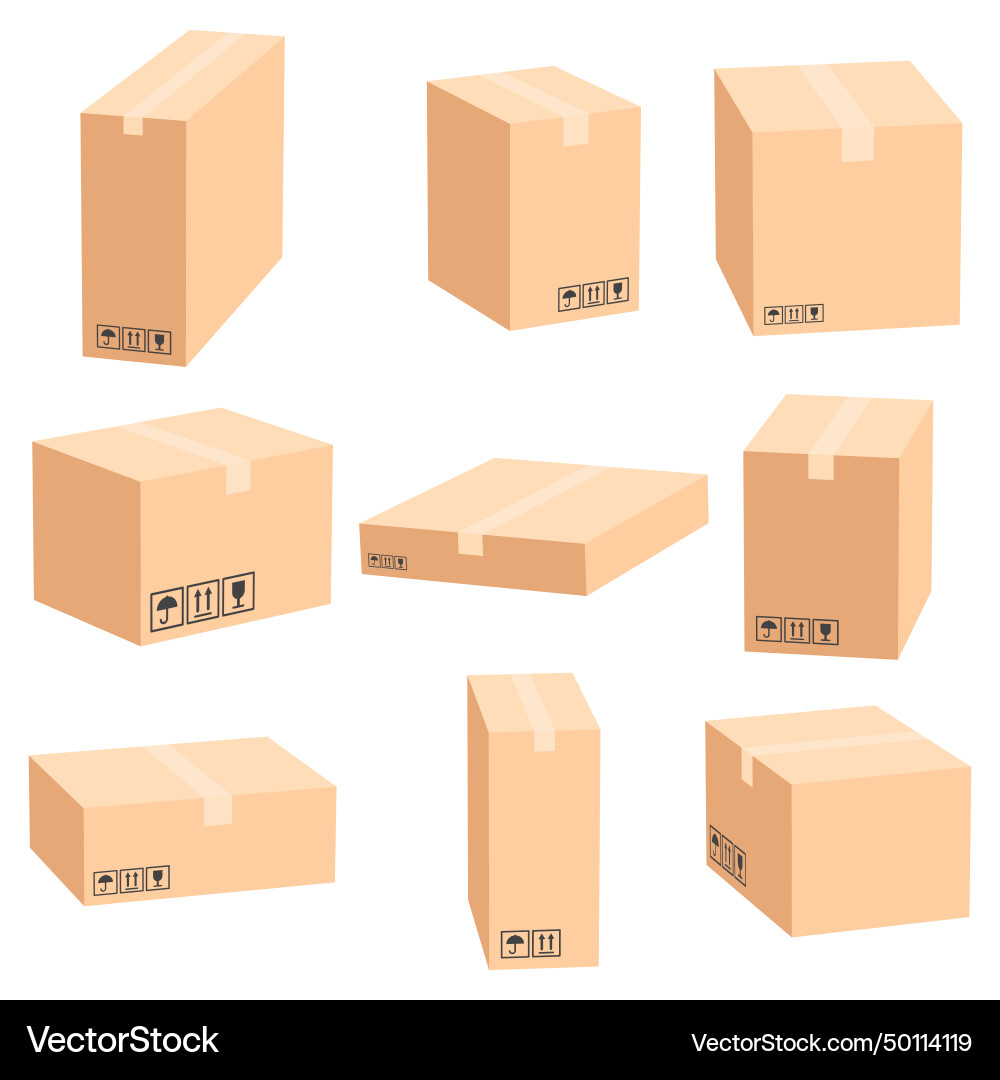 Set of cardboard box mockups different size Vector Image