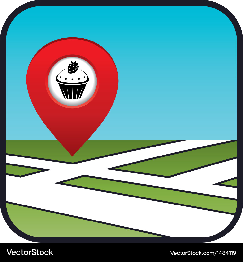 Street map icon with the pointer confectionery vector image