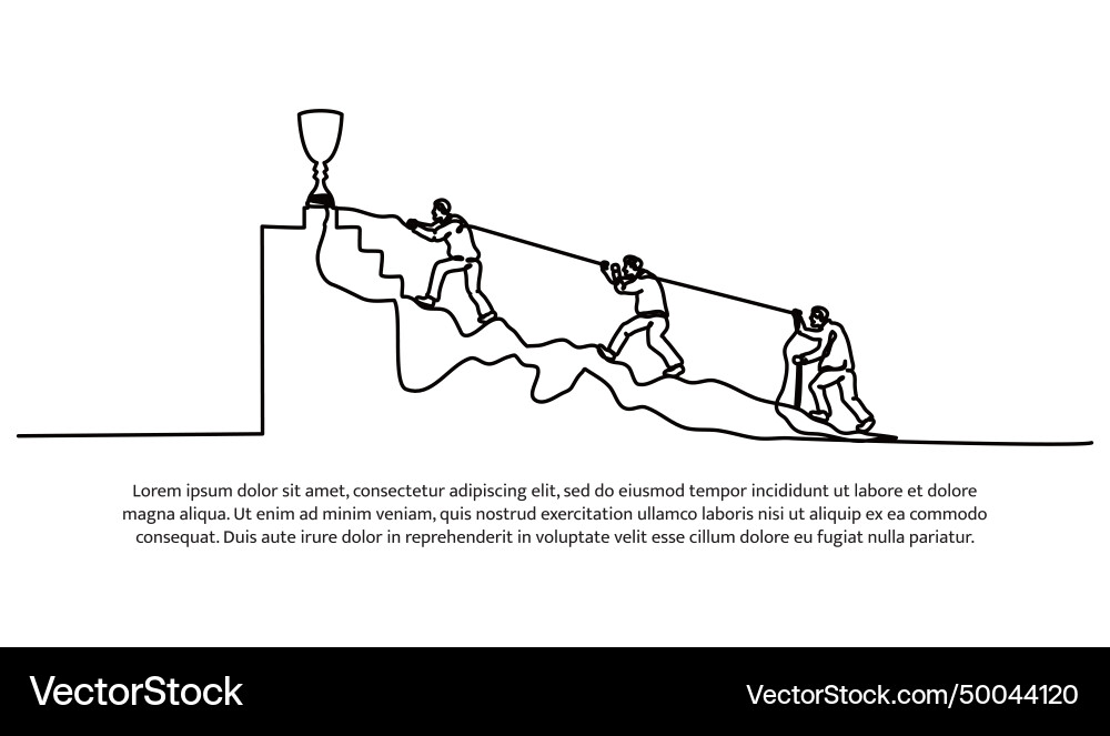 A continuous line design of workers trying A continuous line design of workers trying vector image