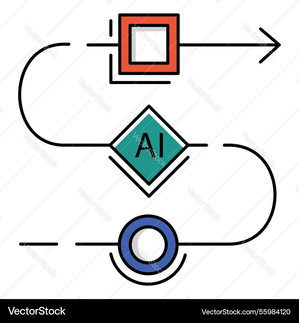 Ai process optimization workflow icon design Ai process optimization workflow icon design vector image
